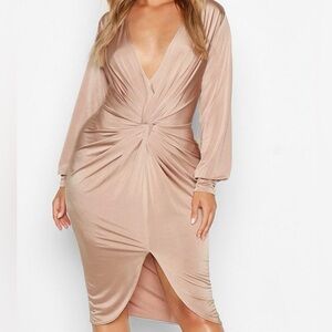 Twist front plunge dress